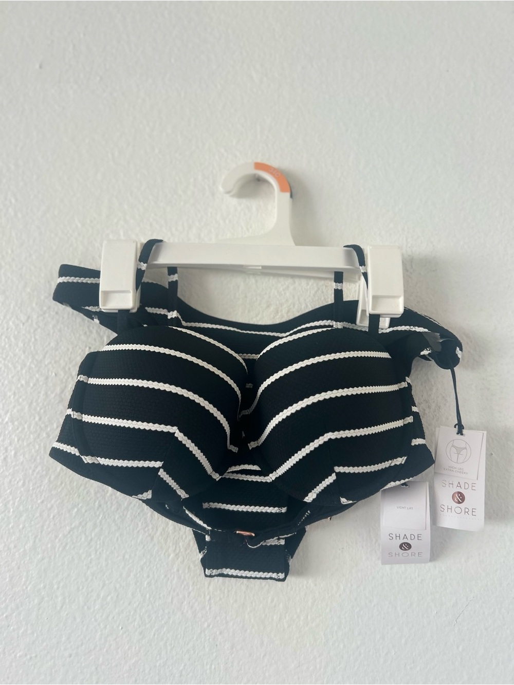 Shade & Shore Black and White Striped Bikini Set Size M/34C